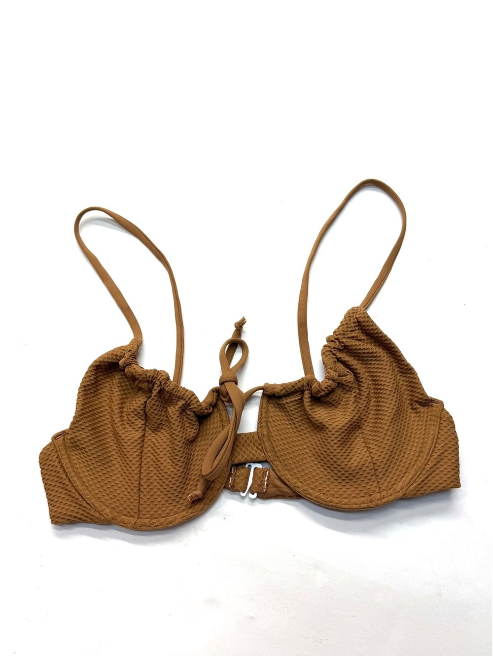Stone Fox Swim Brown Textured Bikini Top Underwire Size Small